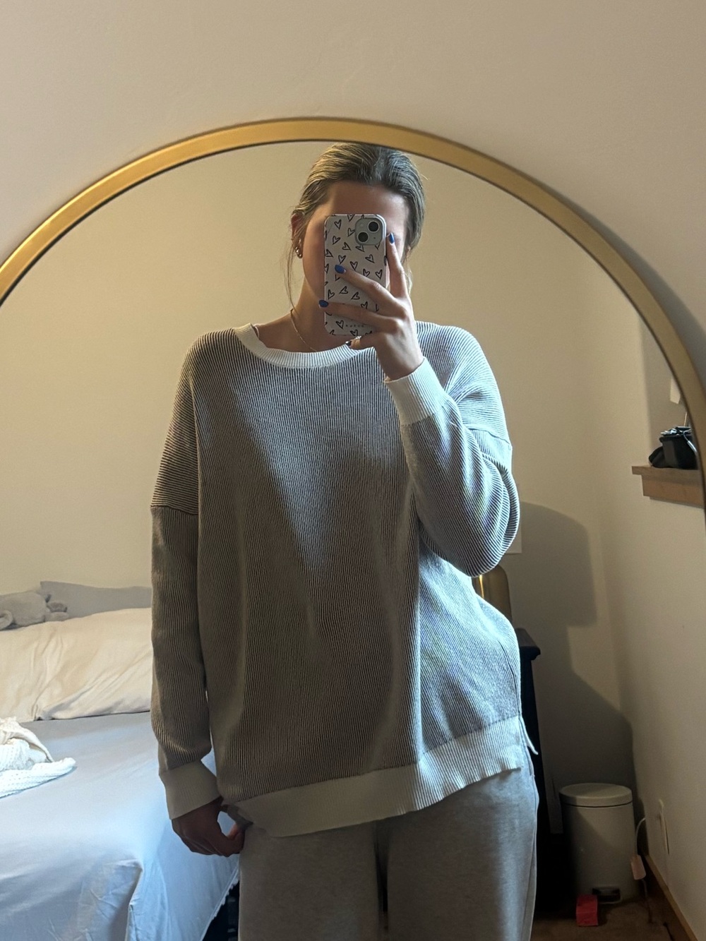 Dry Goods Ribbed Sweater. Cream/brown